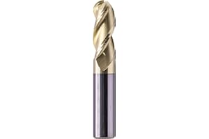SEFHLI 1/2" Solid Carbide Ball Nose End Mill - ZrN Coated, 3 Flute, 37° Helix, 1/2" Cutting Diameter, 1/2" Shank Diameter, 1-1/4" Length of Cut, 3" Overall Length for Milling Aluminum and Copper