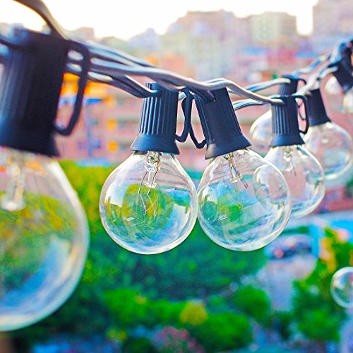 SHINE HAI G40 Clear Glass Globe Bulbs with Candelabra Screw Base, Pack of 25