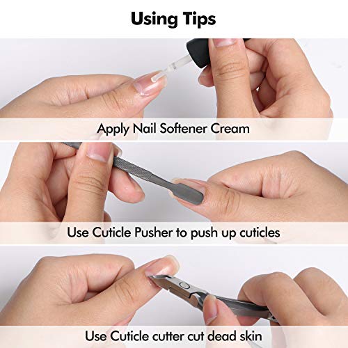 Cuticle Trimmer Cutter Nippers Cuticle Pusher - Ejiubas Cuticle Remover Professional Cuticle Clipper Upgraded Stainless Steel Cuticle Tool Cuticle Scissors Durable Manicure Pedicure Tools