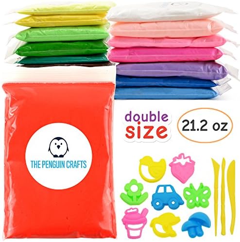 Air Dry Clay, Ultra Light Modeling Clay for Kids - 15 Colors DIY Air Dry Modeling Clay with Double Sized Bags (1.4 oz per color) with Tools and Models, Non-sticky and Non-Toxic