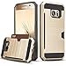 Galaxy S7 Case, TILL(TM) Wallet Case [Card Pocket] Shockproof Dual Protective Shell Rubber Bumper with Card Holder Slot Kickstand Case Cover for Samsung Galaxy S7 S VII G930 GS7 All Carrier [Gold]