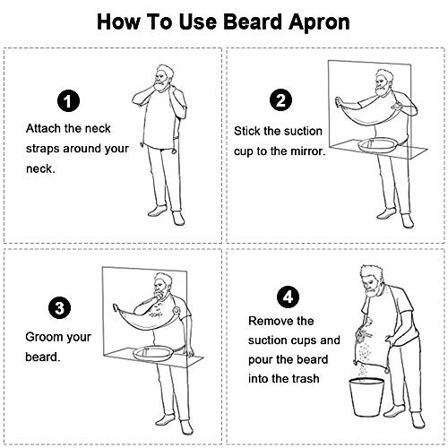 Beard Apron Beard For Man Shaving & Hair Clippings Catcher Grooming Cape Apron Keep Sink Clean, with 4 Suction Cups, Gifts for Men - White - Thumbnail 5
