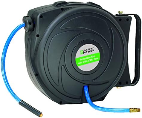 DYNAMIC POWER Elite Retractable Air Hose Reel with 3/8-Inch by 50-Feet PU Air Hose exceptional resistance to abrasion, oil, and weather - DP-HR5-315
