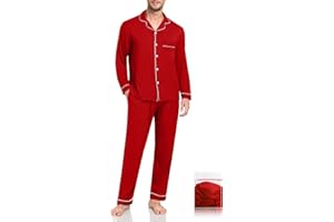 YOPUGEE Men Modal Pajama Set Long Sleeve Pjs Button Down Sleepwear Soft Comfy Loungewear Sets 2 Piece Nightwear S-3XL