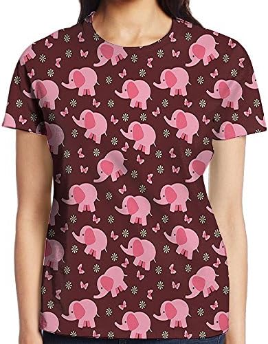 WuLion Baby Elephants Butterflies Flowers Sweet Girls Room Women's 3D Print T Shirt M White