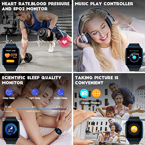 Smart Watch,Bluetooth Smartwatch Sports Fitness Watch Activity Tracker with Heart Rate Blood Pressure Monitor IP67 Waterproof Fitness Tracker Smart Bracelet Wristband for Android iOS Phones Men Women