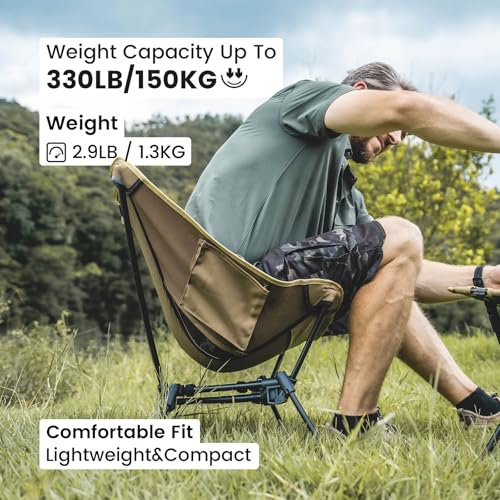 ONETIGRIS Tigerblade Camping Chair, Lightweight Folding Backpacking Hiking Chair, Compact Portable 330 lbs Capacity
