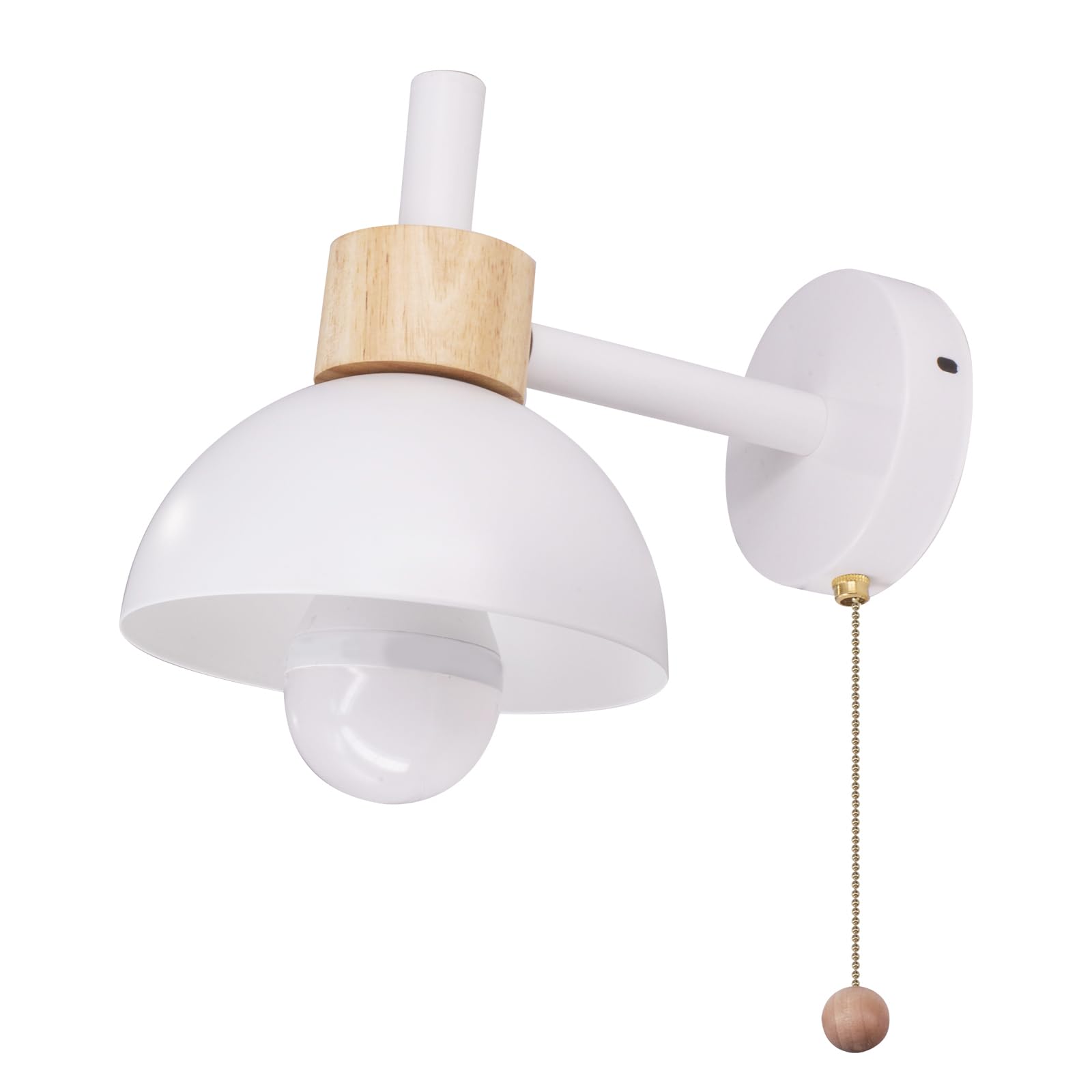 Chrasy Modern Wall Lights E27 Base Wall Spotlights Retro Metal Sconce Lamp with Pull Cord Switch White Wall Lighting Fixture for Bedroom Living Room Loft Porch Hallway