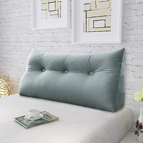 Roner Bedrest Pillow Bed Wedge Positioning Support for Bed Reading Pillow for Adult Backrest for Books or Gaming Light Gray Twin - Thumbnail 4