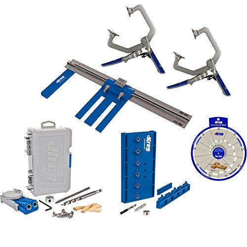 Kreg Rip Cut, Jig R3, Shelf Pin Jig, (2) KHC-1410 Face Clamps, Screw Wheel, DVD
