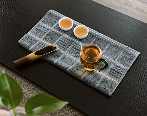 Anyi Kitchen Dish Towels Heavy Duty Absorbent Dish Clothes with Hanging Loop 100% Cotton Tea Bar Towels (16x26, Set of 3, Grey) - Thumbnail 6