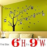 Dearm-home® 6'(h) X 9'(w) Huge Size Family Photo Frame Tree Quote Picture Removable Wall Decor Art Stickers Vinyl Decals Home Decor Include 11birds for Living Room&bedroom