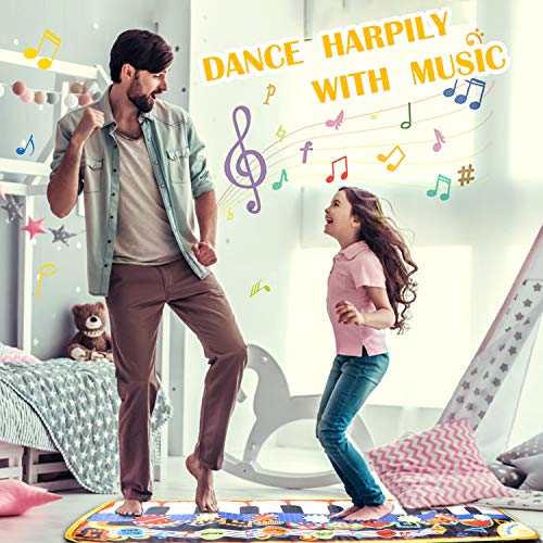 Musical Piano Mat, Vimpro19 Keys Piano Keyboard Play Mat Children Foot Touch Play Portable Musical Blanket Build-in Speaker & Recording Function for Kids Toddler Girls Boys 43.3'' X14.2'' - Thumbnail 4