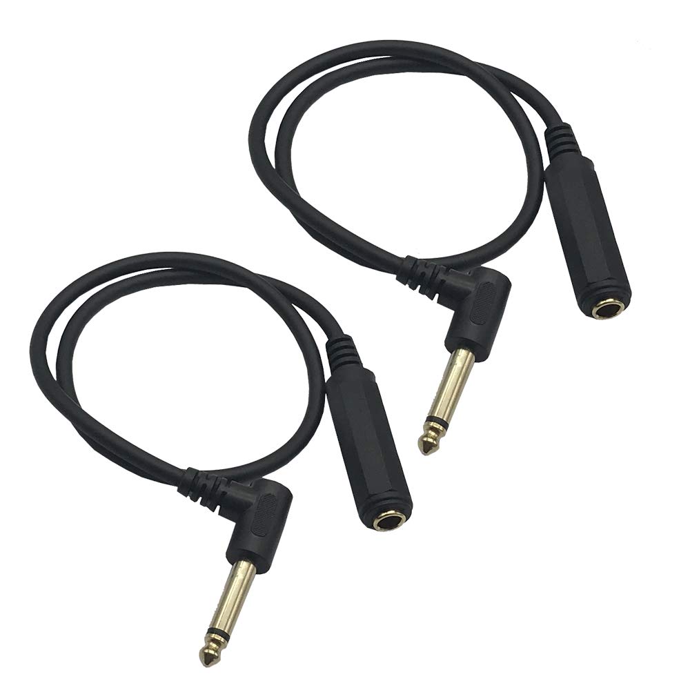 LiKuCo 6.35 Male to Female Guitar AMP Cable Right Angle 2pcs 50CM Right Angled 1/4" 6.35mm Male to 1/4" Female Plug Cable Adapter for Electric Instruments (Guitar, Keyboard, Amplifier, Speakers etc)