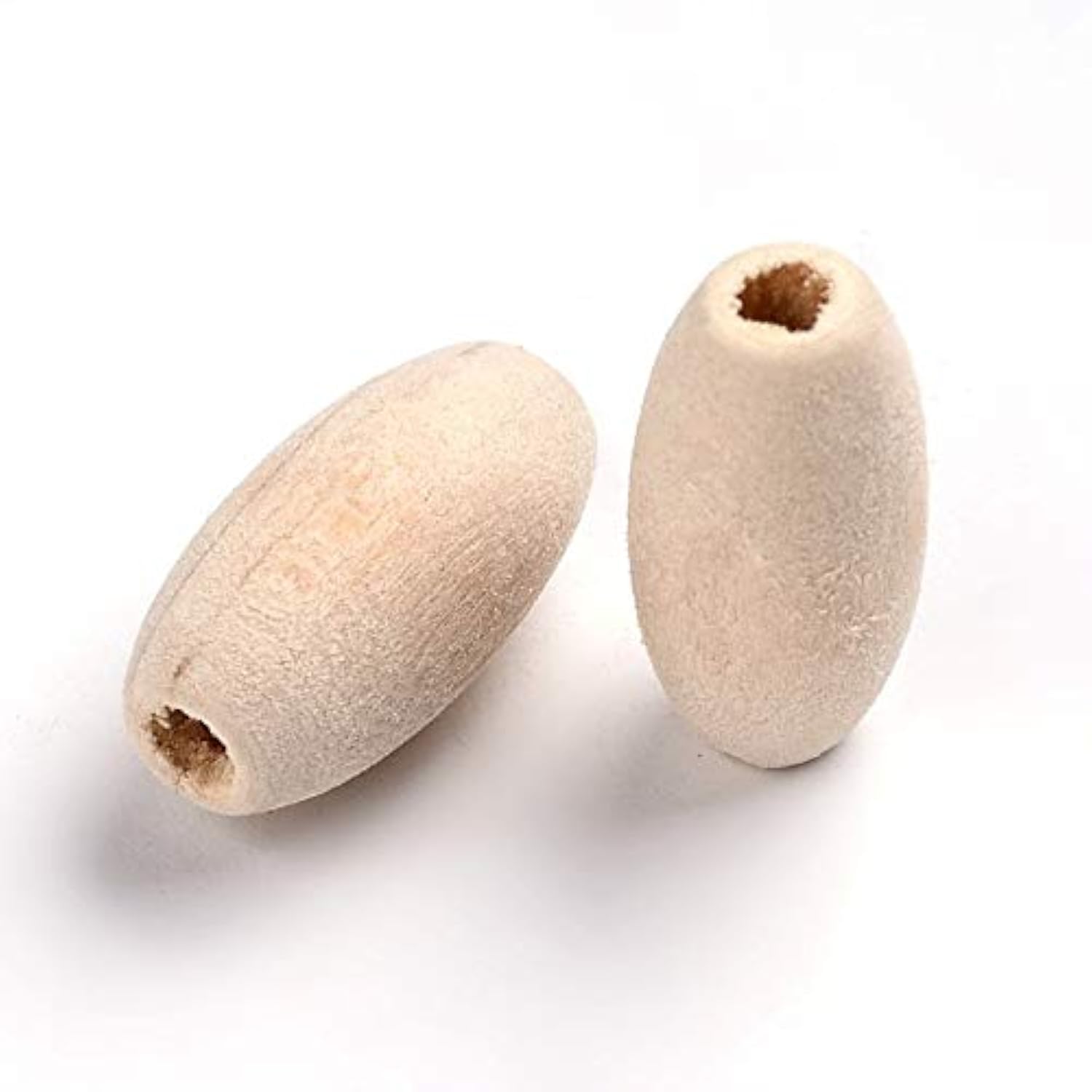 Perlin Wood Beads, Pack of 50, Natural, 20mm x 10mm, Oval, 3mm Hole, Wooden Craft Beads