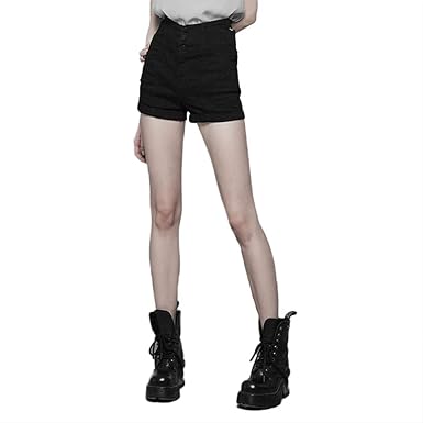 tight black denim shorts