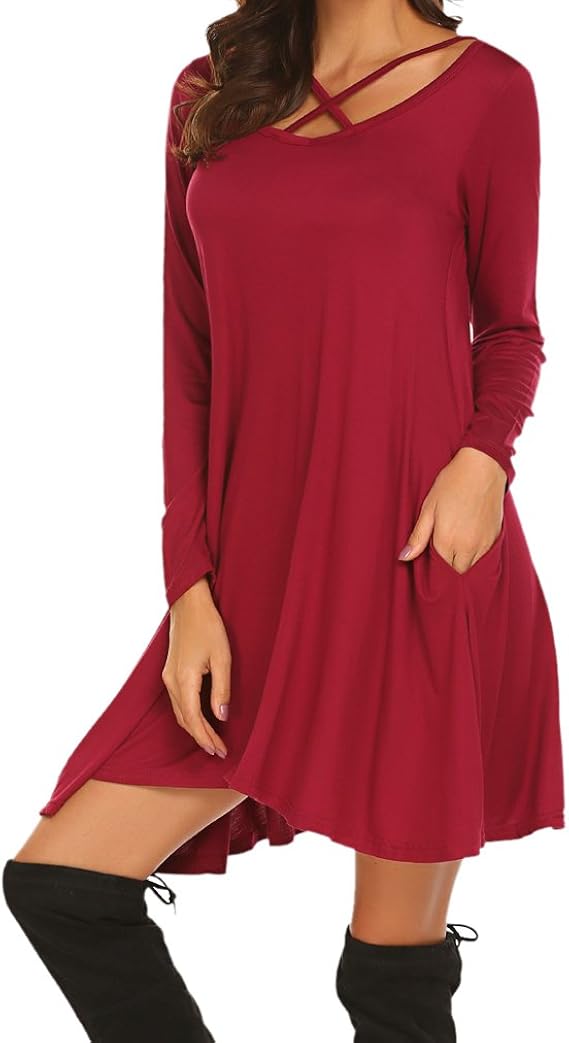 womens red shirt dress