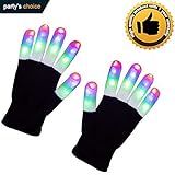 DGJWH LED Gloves Flashing Finger Light Gloves 3 Colors 6 Modes for Halloween Christmas Novelty Light Up Toys Stocking Stuffer for Kids