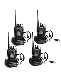 byboo Baofeng BF 888S UHF 400   470 MHz Radio Cargador USB recargable Walkie Talkies Two Way largo Rang embalaje 5 W 16 canales con auriculares (4 unidades), color negro