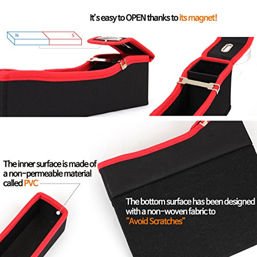 KMMOTORS Coin Side Pocket, Console Side Pocket, Car Organizer (Red Driver Without Cupholder)