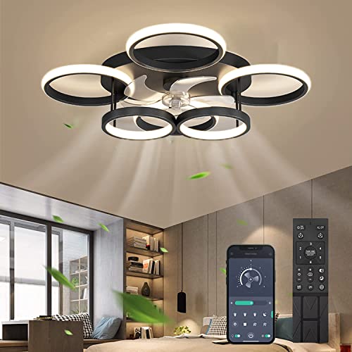 ANZHUANG Ceiling Fan with Light, Dimmable Ceiling Light 66W with Fan, with Remote Control and Timer APP Silent Fan Lamp, for Living Room Bedroom Bedroom