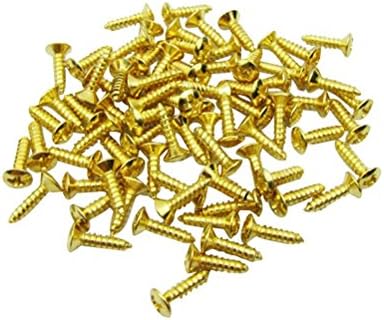 LUTIONS 3MM Gold Electric Guitar &amp; Bass Pickguard Mounting Screws for Telecaster Guitar Bass , Pack of 100