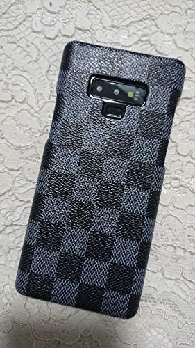 HeiL NOTE9 TPU (Fast US Deliver Guarantee Fulfilled by Amazon) New Elegant Luxury PU Leather Monogram Pattern Classic Style Cover Case for Samsung Galaxy Note 9 ONLY (Grey TPU)
