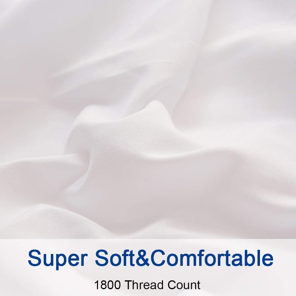 SONORO KATE Bed Sheet Set Super Soft Microfiber 1800 Thread Count Luxury Egyptian Sheets 16-Inch Deep Pocket Wrinkle and Hypoallergenic-4 Piece(Queen White) …: Home & Kitchen