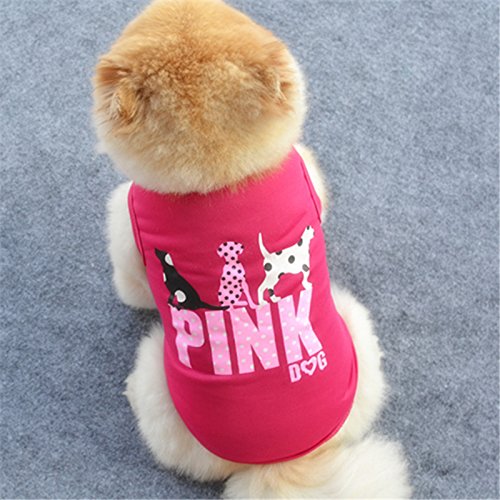 Dog Shirts Pet Shirts Dog T-Shirt Puppy Dog T Shirt Dog Vest Puppy Vest Pet Clothing Puppies Clothes Small Dogs Doggie Tee Summer Apparel Female Dog Shirt Beach Wear (L, Magenta)