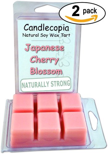 Candlecopia Japanese Cherry Blossom Strongly Scented Hand Poured Premium Natural Soy Wax Melts, 12 Soy Wax Cubes, 6.4 Ounces in 2 x 6-Packs