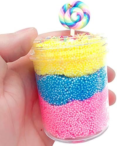 Usaboutall Not Only Happy Lollipop Foam Beads Slime Putty Plasticine Sludge Mud Clay Stress Relief Toys - Pink + Blue + Yellow