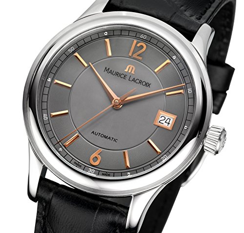 Maurice-Lacroix-Les-Classiques-Automatique-Date-LC6027-SS001-320-Herrenuhr-Automatik-Edelstahl-Gold-Saphirglas-Sichtboden-Gehuse-Edelstahl-Lederband-schwarz-Zifferblatt-anthrazit
