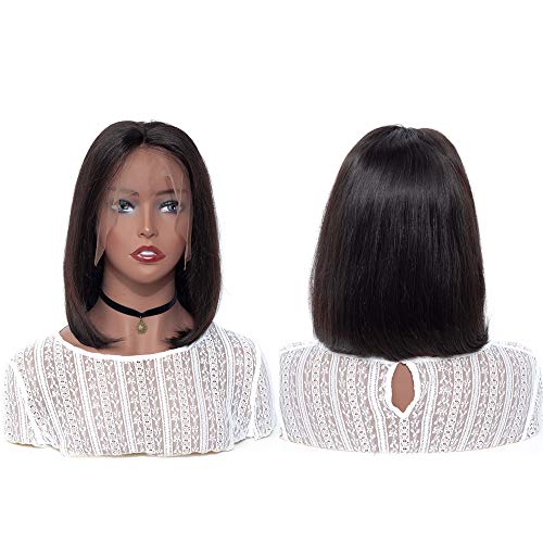 BLY-Short-Straight-Bob-Wigs-Brazilian-Virgin-Human-Hair-Lace-Front-Wigs-Human-Hair-12inch-13x4-Lace-Part-150-Density-Pre-Plucked-with-Baby-Hair