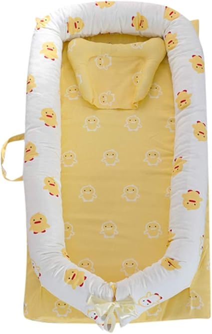 Hamkaw Cocon Reducteur De Lit Baby Lounger Lit De Bebe Reducteur Portable Cocoon Sommeil Bebe Couffin De Voyage Coussin Pour Bebe 100 Coton Anti Allergique Super Doux Respirant Amovible Linge De Lit Pour Berceaux Et Couffins Couettes Pour Couffins Et