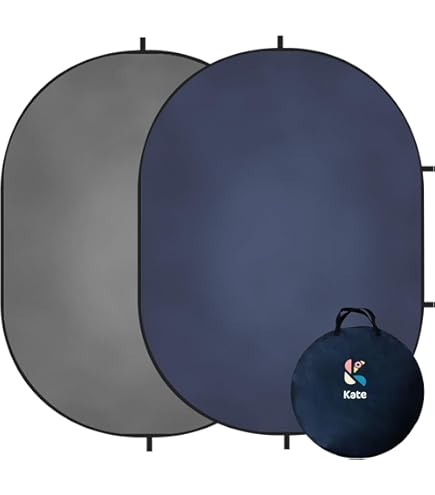 Video Podcast Background Kate 5x6.5ft Collapsible Photography Backdrop - Blue & Beige Pop-Up Portable Background Panel Blue Beige Portable Background