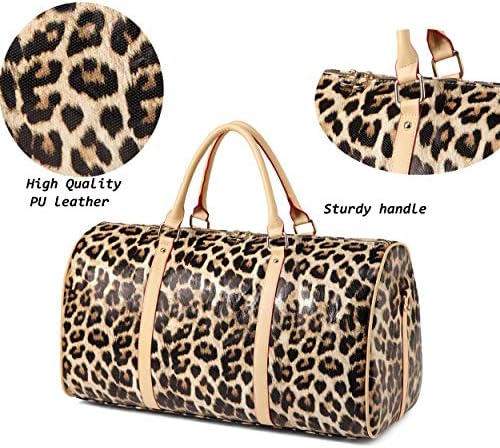 Nabegum Leopard Travel Duffels Bag For Women Girls Cheetah Animal Print Leather Overnight Weekender Hospital Tote Bag With Shoulder Strap 3 Nabegum Leopard Travel Duffels Bag For Women Girls Cheetah Animal Print Leather Overnight Weekender Hospital Tote Bag With Shoulder Strap
