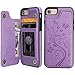 Vaburs Wallet Case for iPhone SE(2022) 5G/SE(2020)/7/8 with Card Holder, Embossed Butterfly Premium PU Leather Double Magnetic Buttons Flip Shockproof Protective Cover 4.7 inch (Purple)