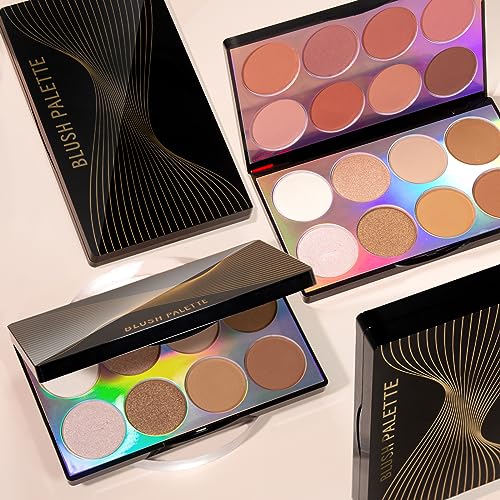 NewBang 16 Colors Blush Contour Highlighter Makeup Palette with Brush, Matte Mineral Face Blush Powder for Cheek, Bright Shimmer Illuminator Bronzer Professional Facial Beauty Makeup Blushes Set
