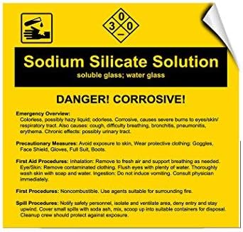 Sodium Silicate Solution Soluble Glass; Water Glass Label Decal Sticker Vinyl Label 10 X 14 Inches