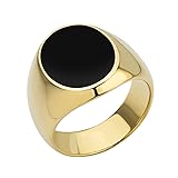 555Jewelry Solid Stainless Steel Signet Ring, Black