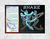 Asian Oriental Chinese Zodiac Poster Year of the Snake: Birth Years 1917 1929 1941 1953 1965 1977 1989 2001 2013