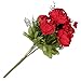 Leagel Fake Flowers Vintage Artificial Peony Silk Flowers Bouquet Wedding Home Decoration, Pack of 1 (Spring Red)