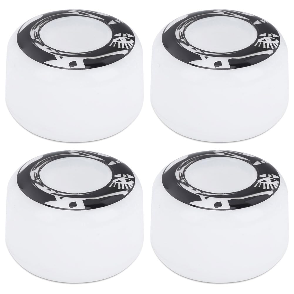 Keenso Skateboard Wheels, 4Pcs/Set, 50mm PU High Elasticity, Skateboard Replacement Wheels, White with Pattern for Commuting, Recreation, and Sports on Electric Scooters