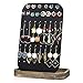 SRIWATANA Earring Holder Organizer Display, Metal Jewelry Organizer with Solid Wood Tray(62 Holes), Carbonized Black