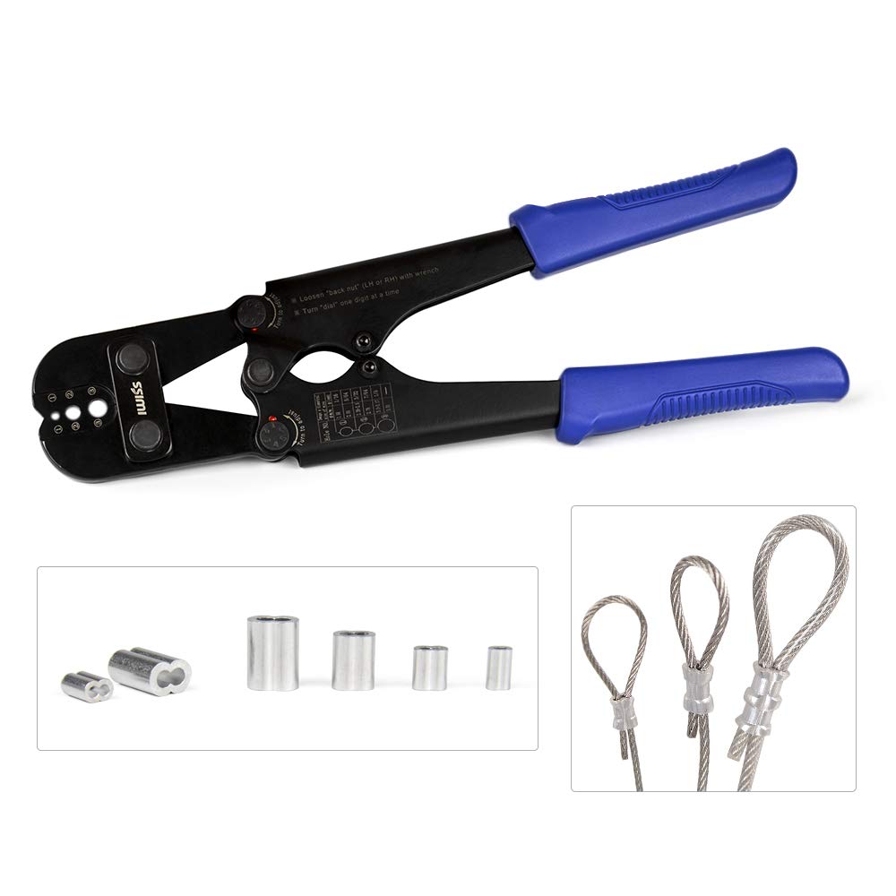 IWISS Wire Rope Crimping Tool for Aluminum Oval Sleeves,Stop Sleeves