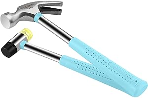 LOZAGU 8oz Hammer, 2-Piece Small Claw Hammer & Rubber Mallet Hammer Mini Hammer Set