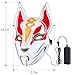 Diximus Unisex Fox Drift Mask LED Light up Mask for Halloween Cosplay Game Party Props White