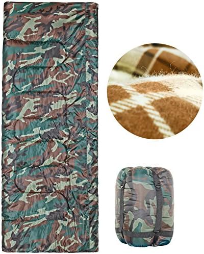 YAAO Cool Weather Sleeping Bag Envelope Shaped for Hiking Camping Camo