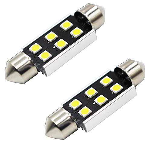 2-Pack 480 Lumens Xenon White 42MM(1.65") 12V Canbus Error Free Festoon Map Trunk Dome Light 3030 6-SMD No Polarity LED Bulbs for Vehicle 211-2 212-2 569 578