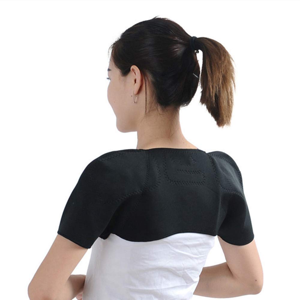 ITODA Double Shoulder Support Brace Self-heating Shoulder Wrap Office Home Cashmere Shoulder Pad Men Women Winter Warm Heated Pain Relief Protector Brace for Shoulder Chronic Tendonitis Pain Relief